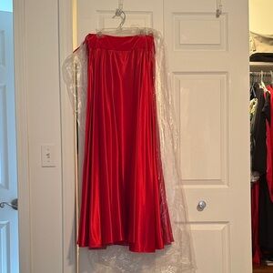Ralph Lauren Black Label Red Satin Maxi Skirt